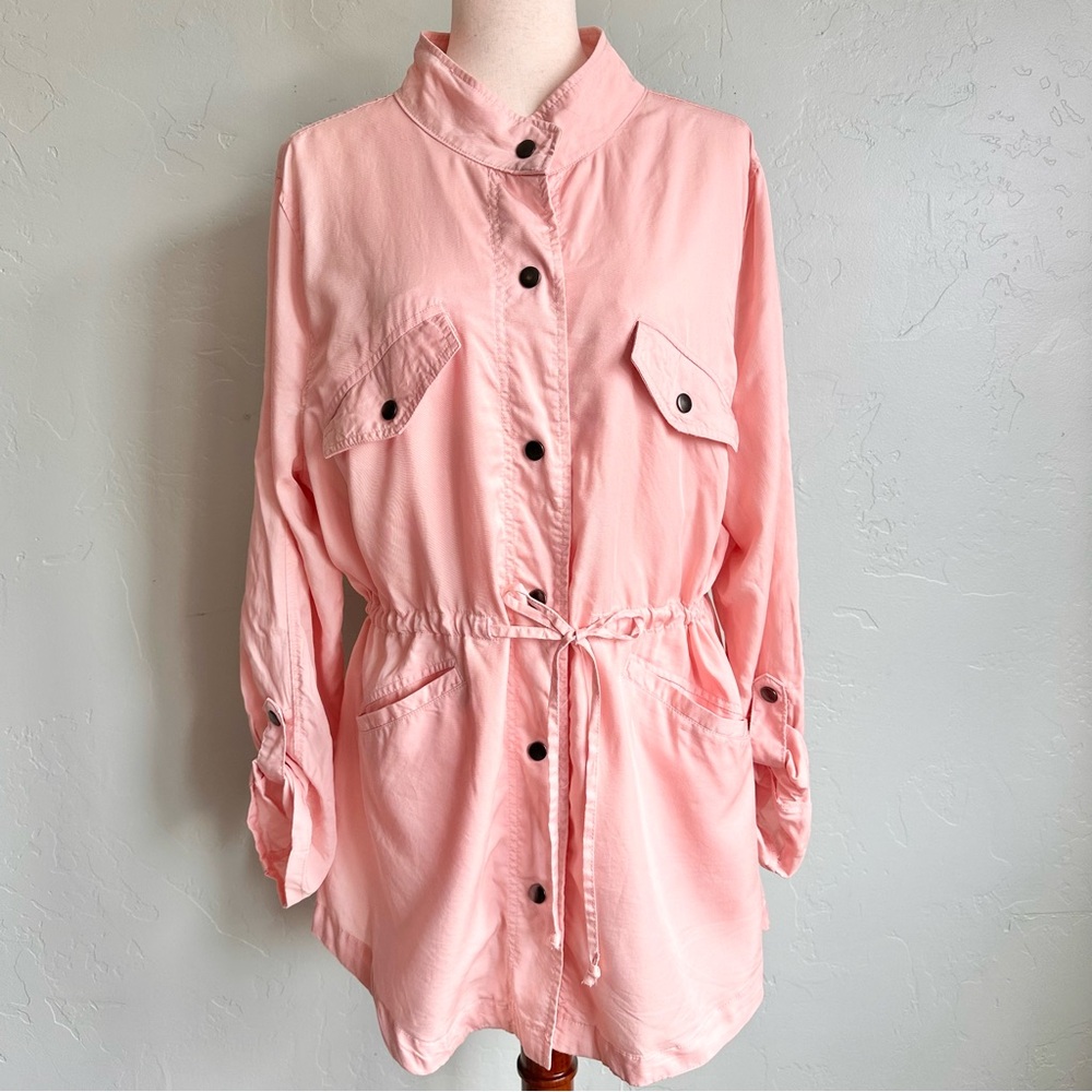 Faded Glory Women’s Lightweight Pink‎ Drawstring Utility Jacket Spring Summer XL